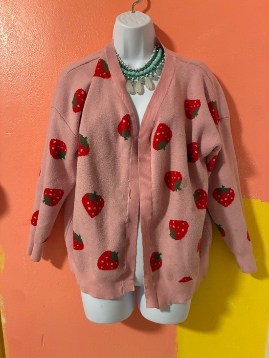 Jackets & Blazers - Pink Strawberry Knit Cardigan